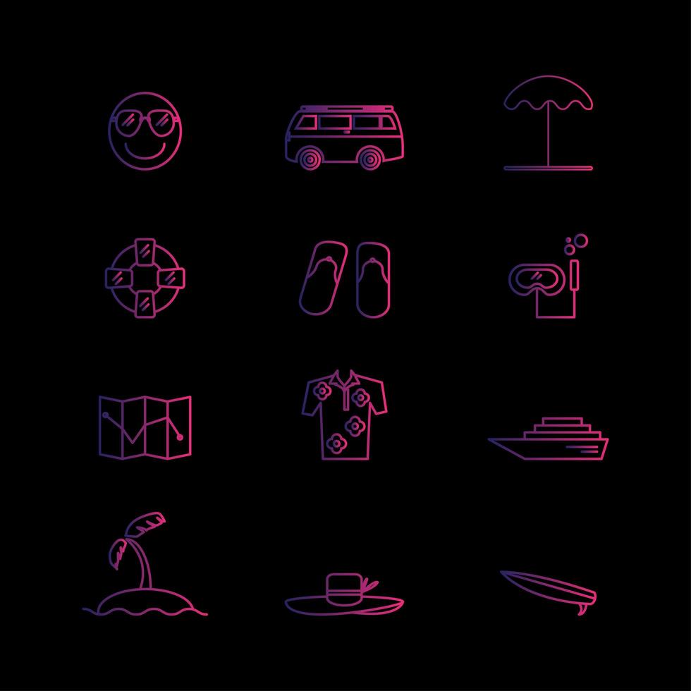 iconos de viaje de verano vector