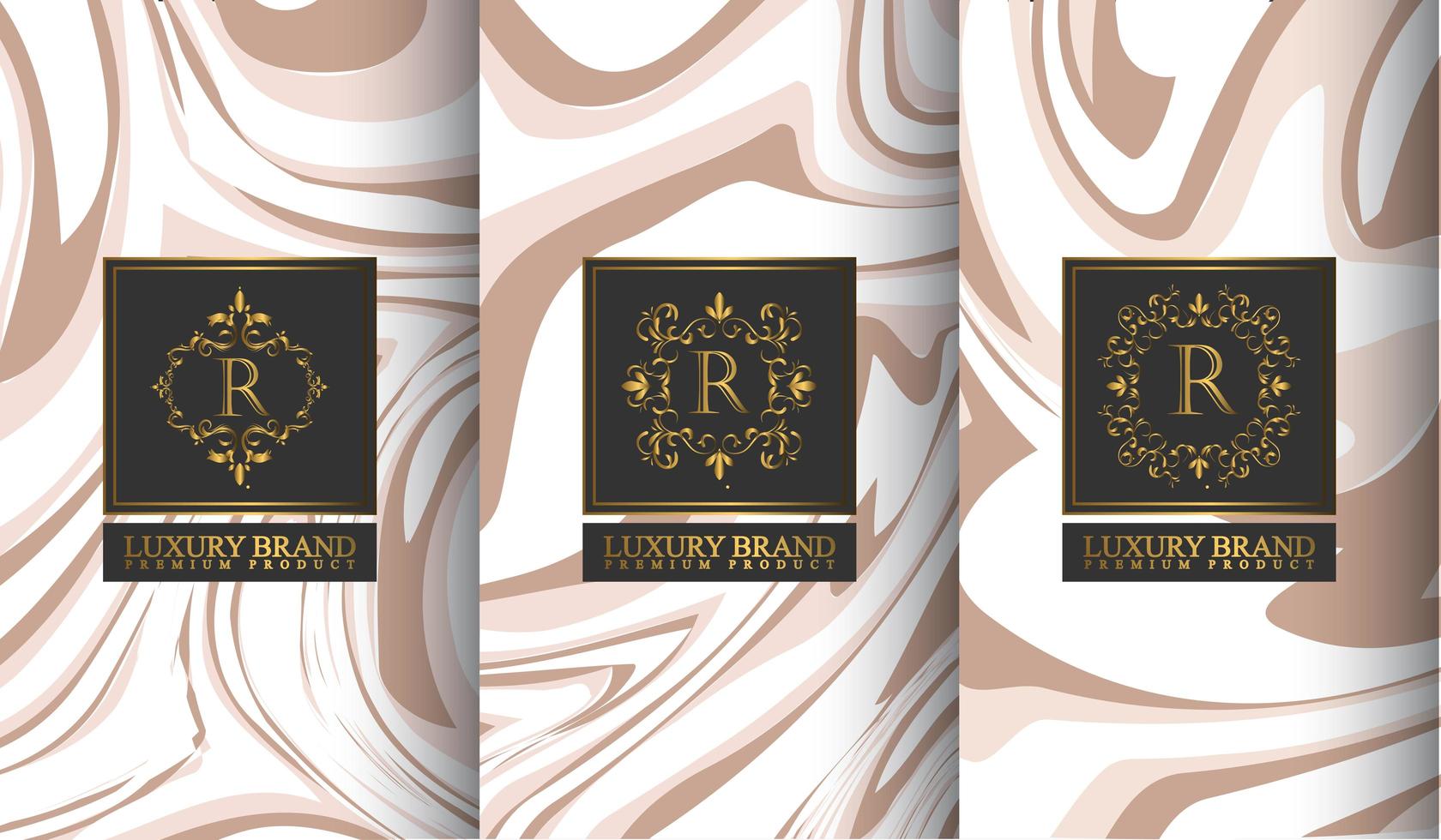 Set of marbled packaging templates vector