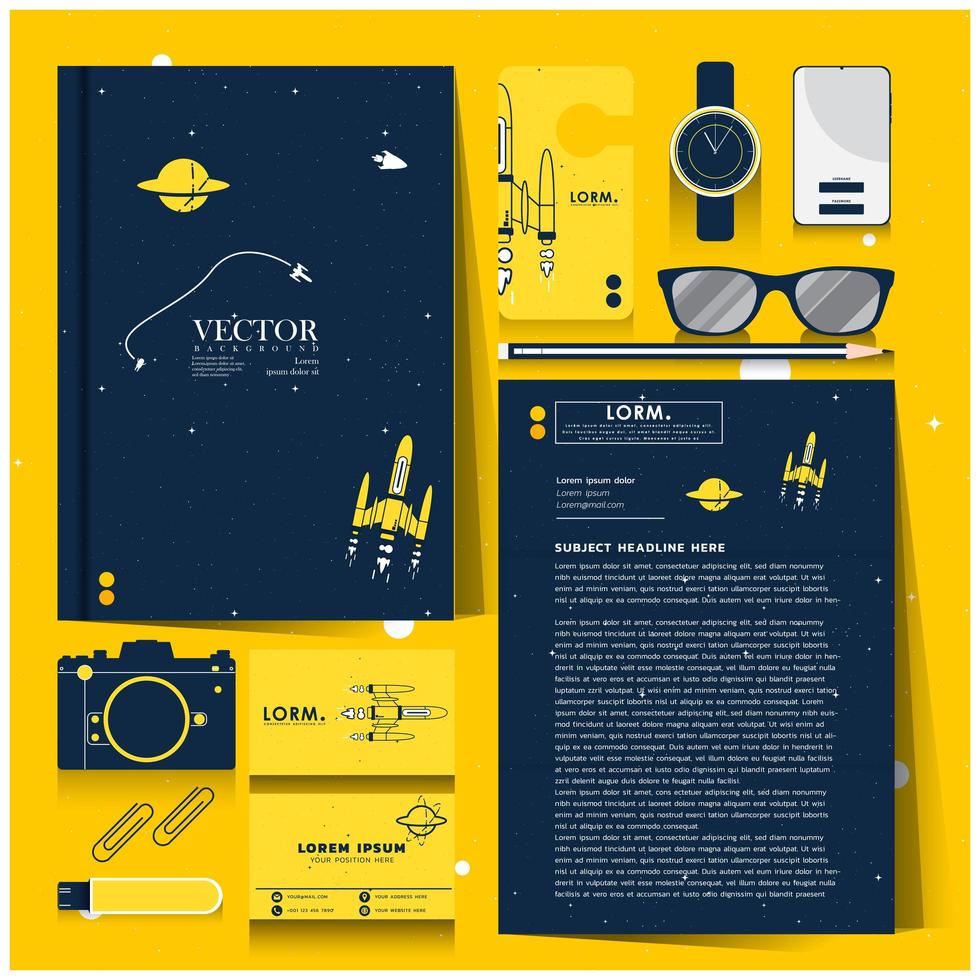 Corporate identity set with space exploration concept vector
