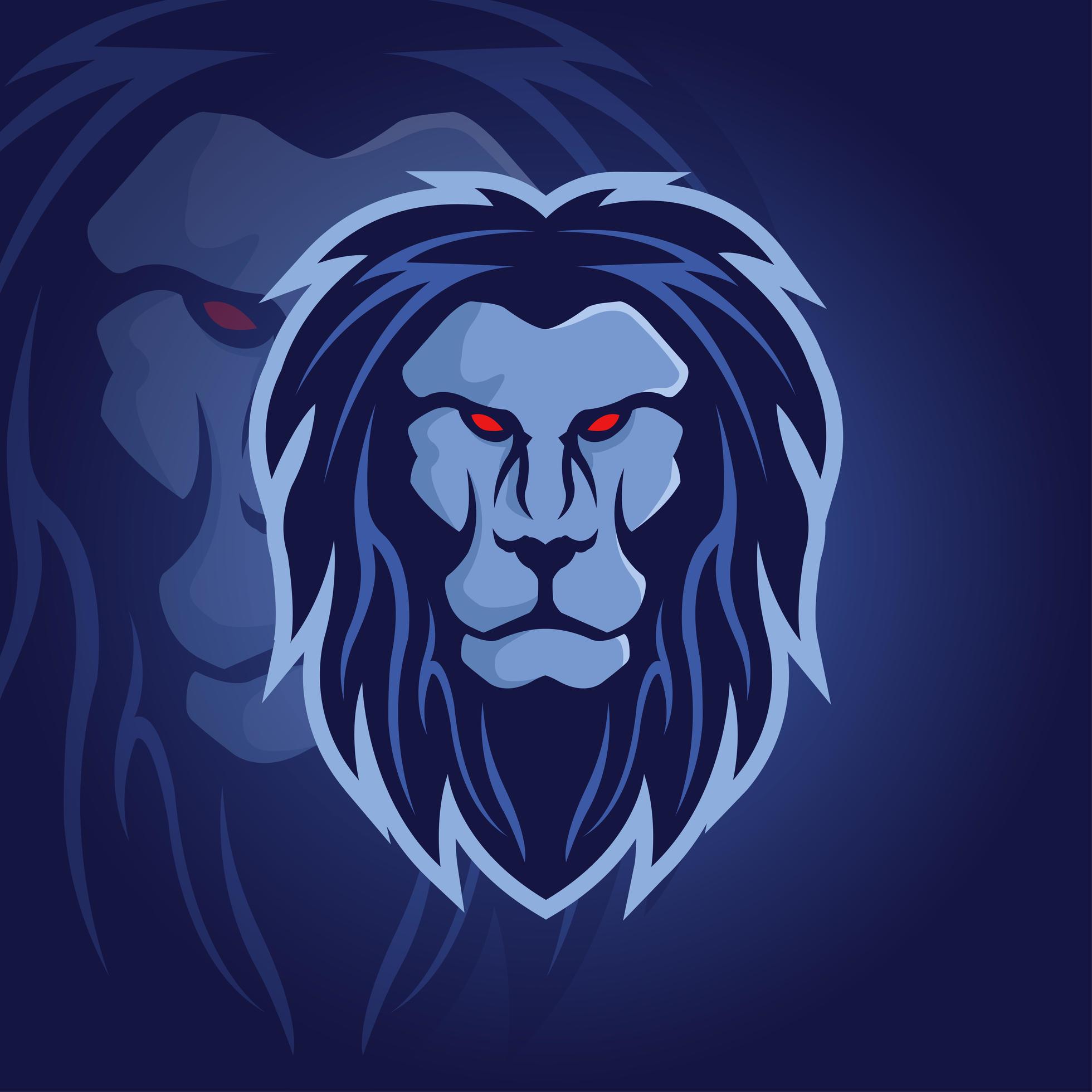 Blue lion head mascot logo 1178977 Vector Art at Vecteezy