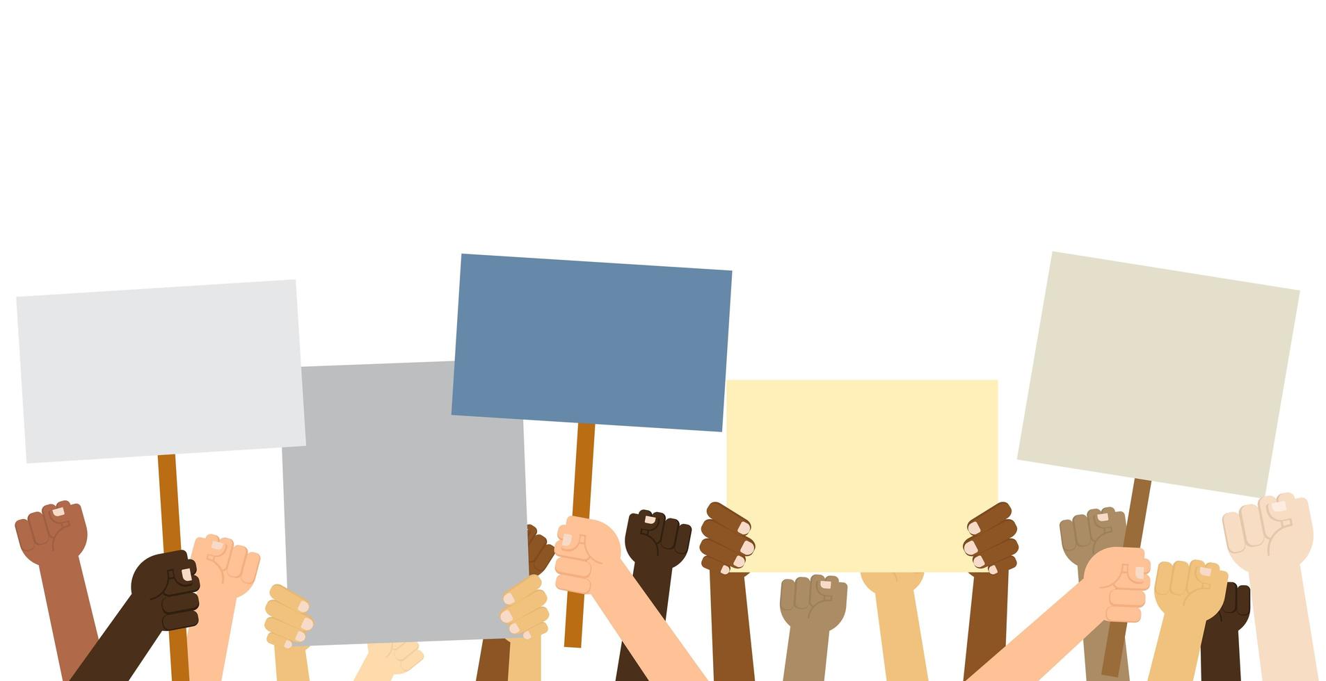 Hands Holding Protest Posters vector