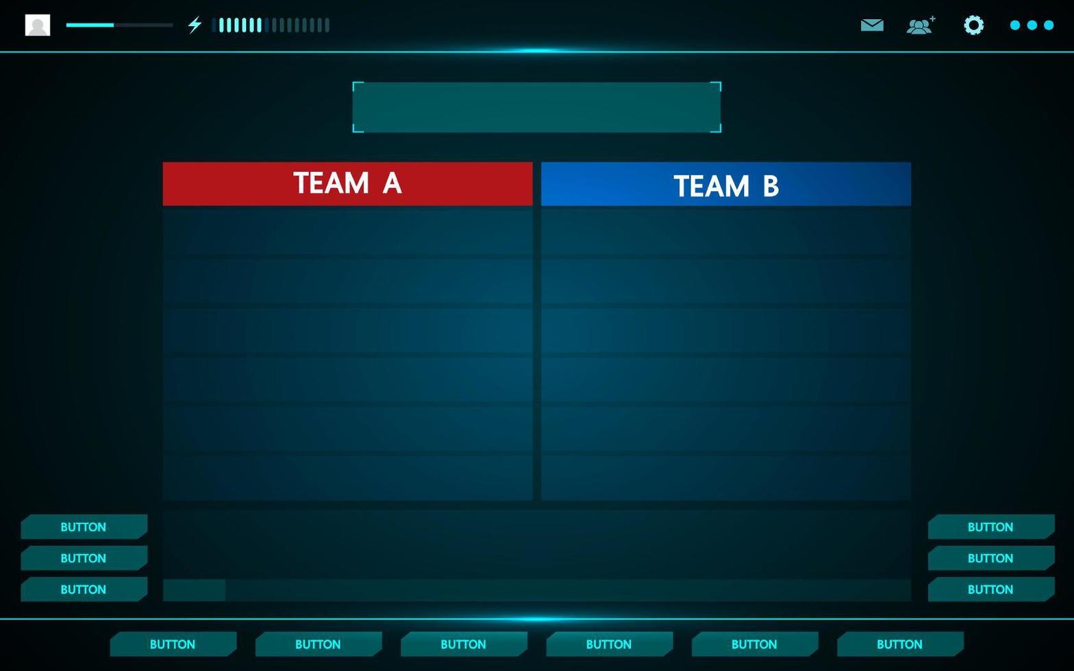 Game and teams UI interface HUD vector