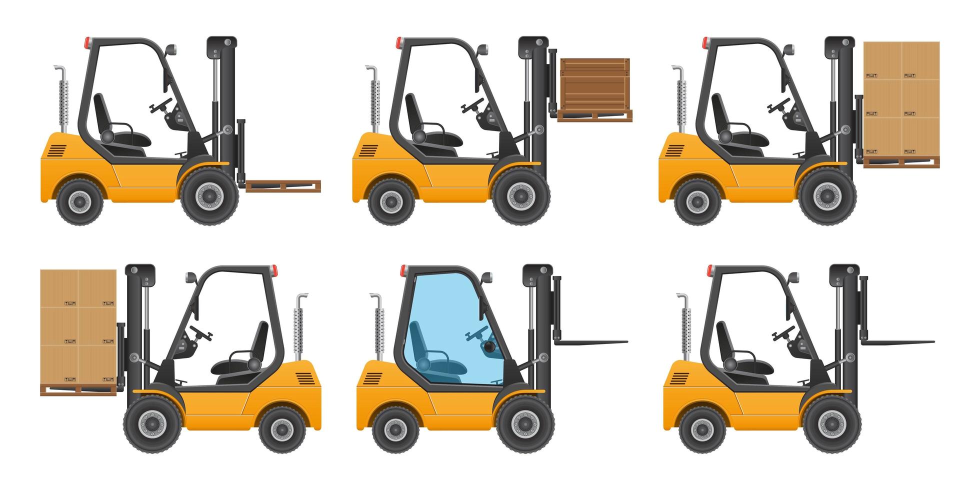 Forklift truck set vector