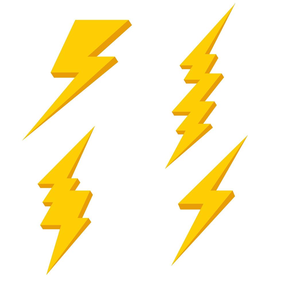 Lightning bolt vector set