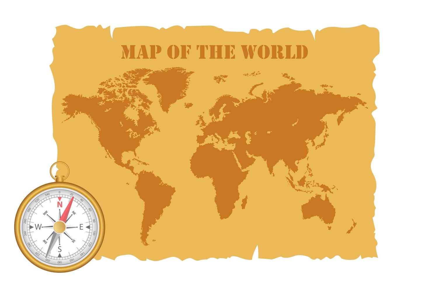 Vintage Map Of The World And Compass Download Free Vectors