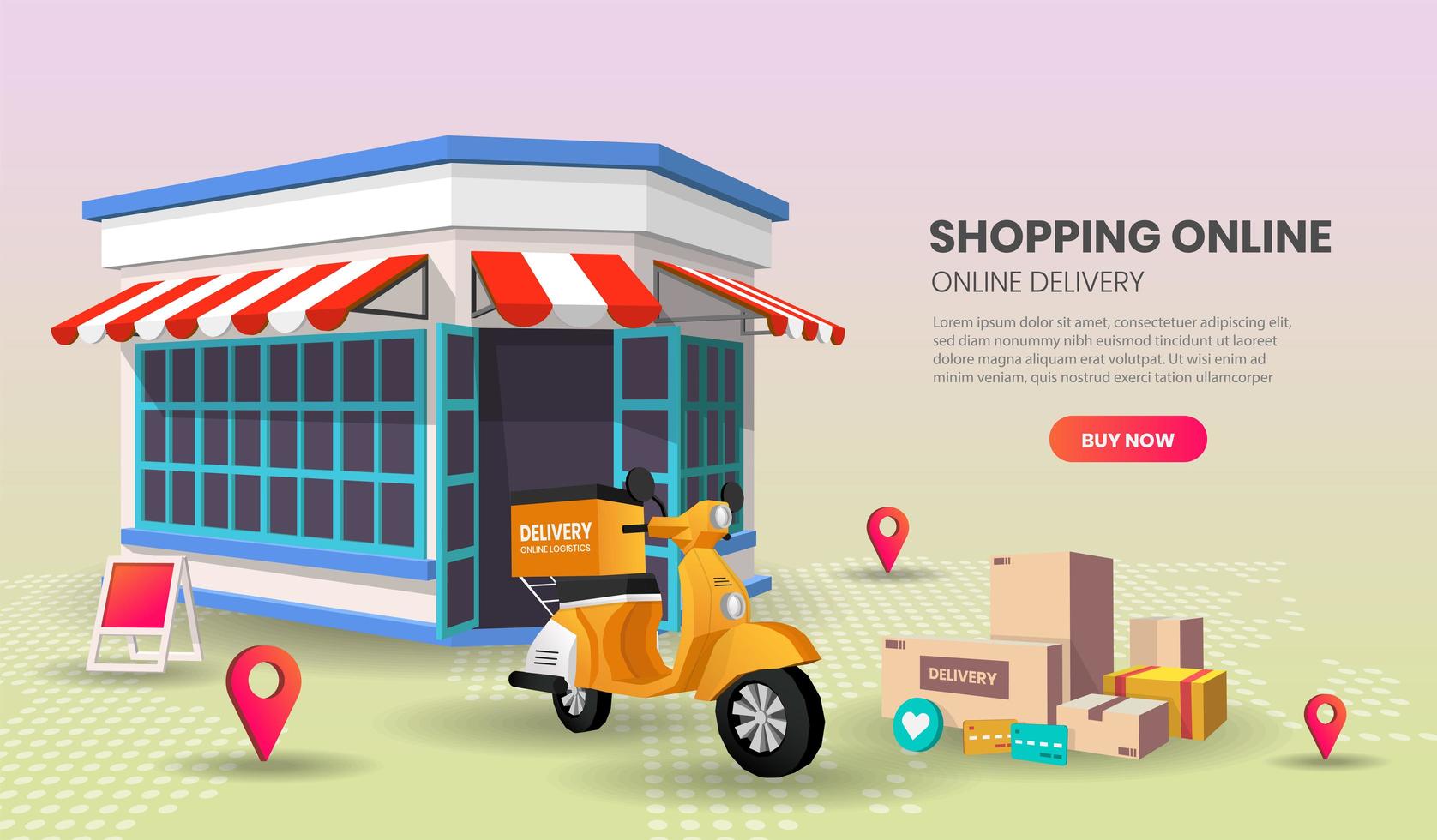 Retail Shop Food Delivery Service Landing Page vector