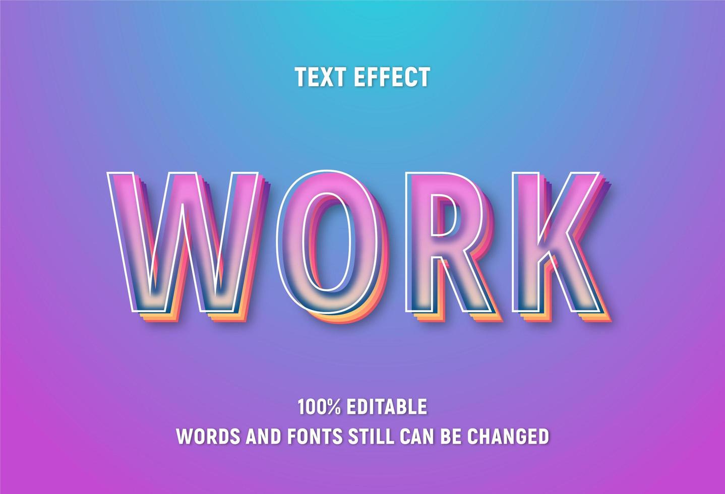 Gradient editable text with multiple layers vector