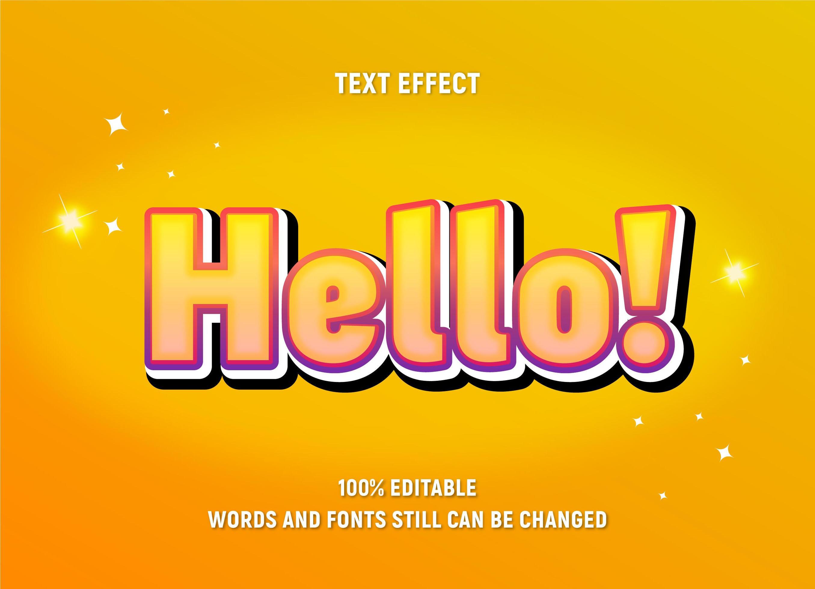 Editable text in yellow with gradient effect and outlines 1179041
