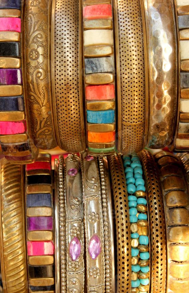 Indian colorful golden bracelets photo