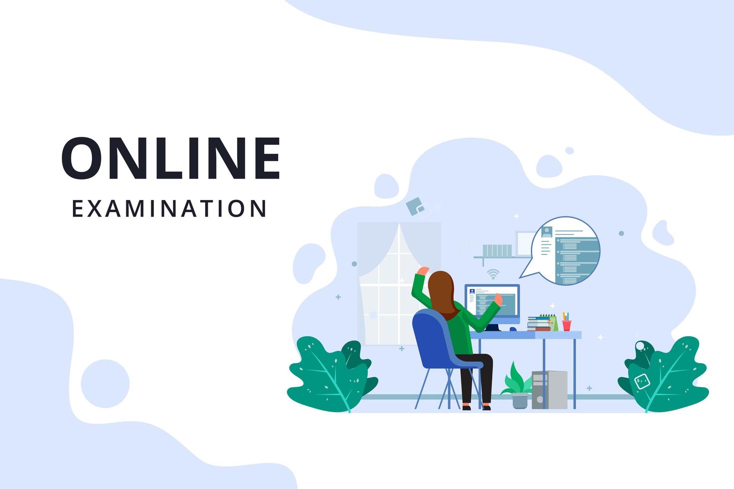 Online examination process landing page vector