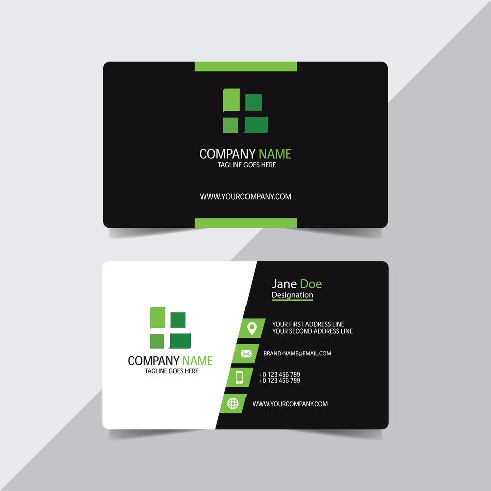 Green Accented Modern Business Card Template vector