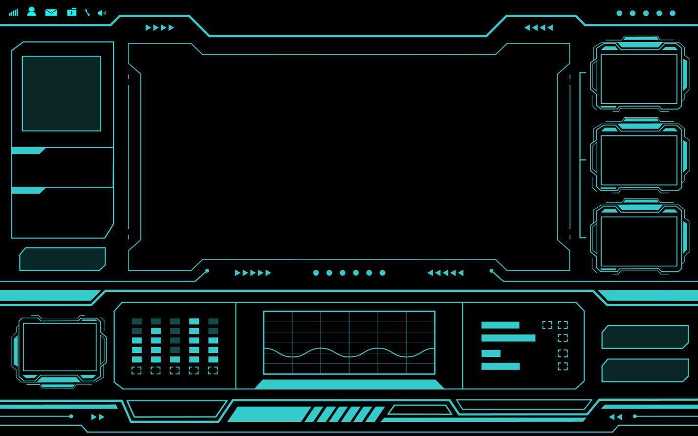 Blue control panel interface HUD vector