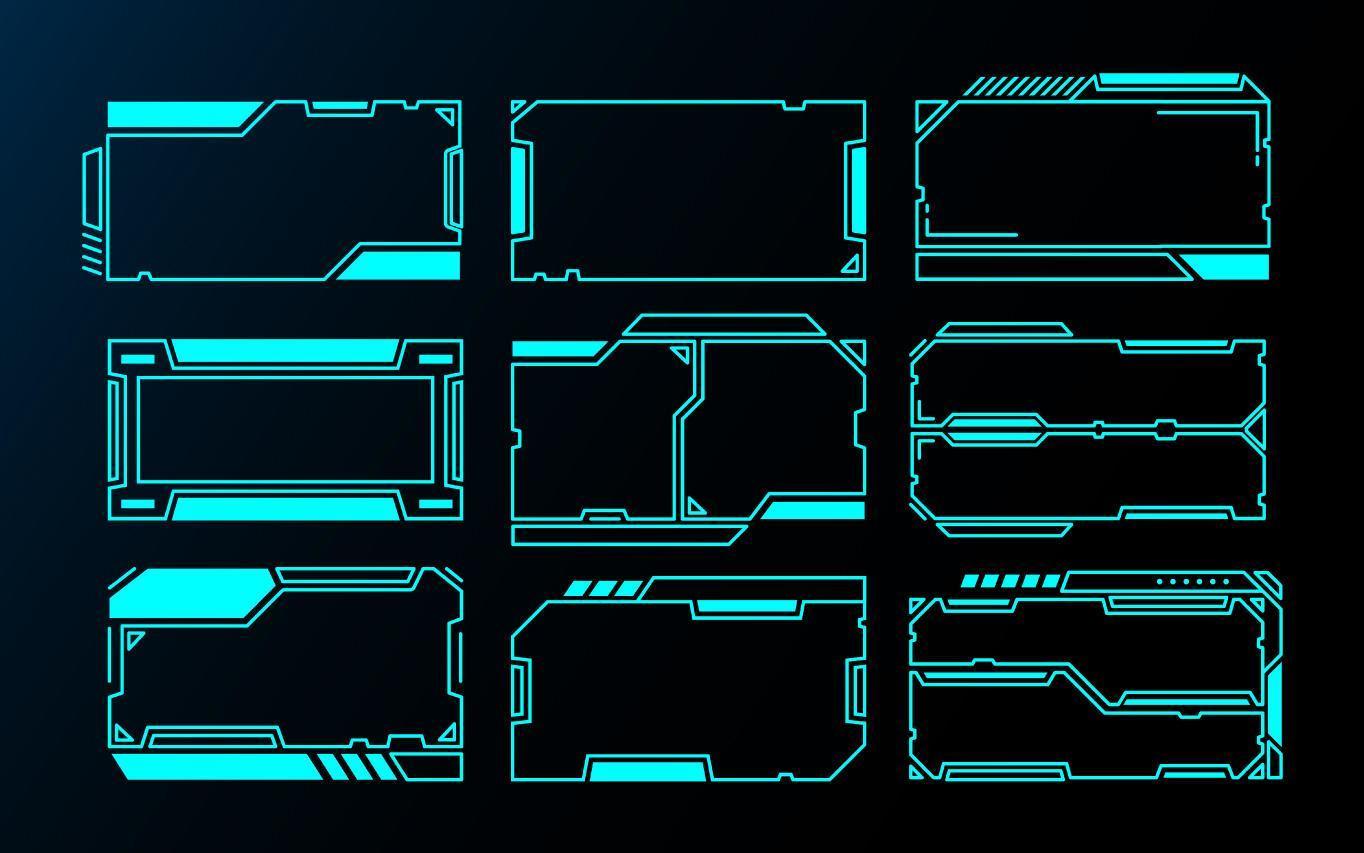 Futuristic interface HUD frames set vector