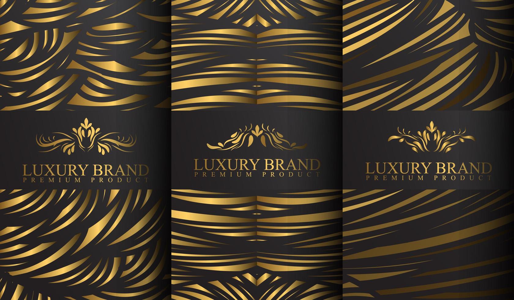 Gold and gray abstract stripe pattern luxury labels vector