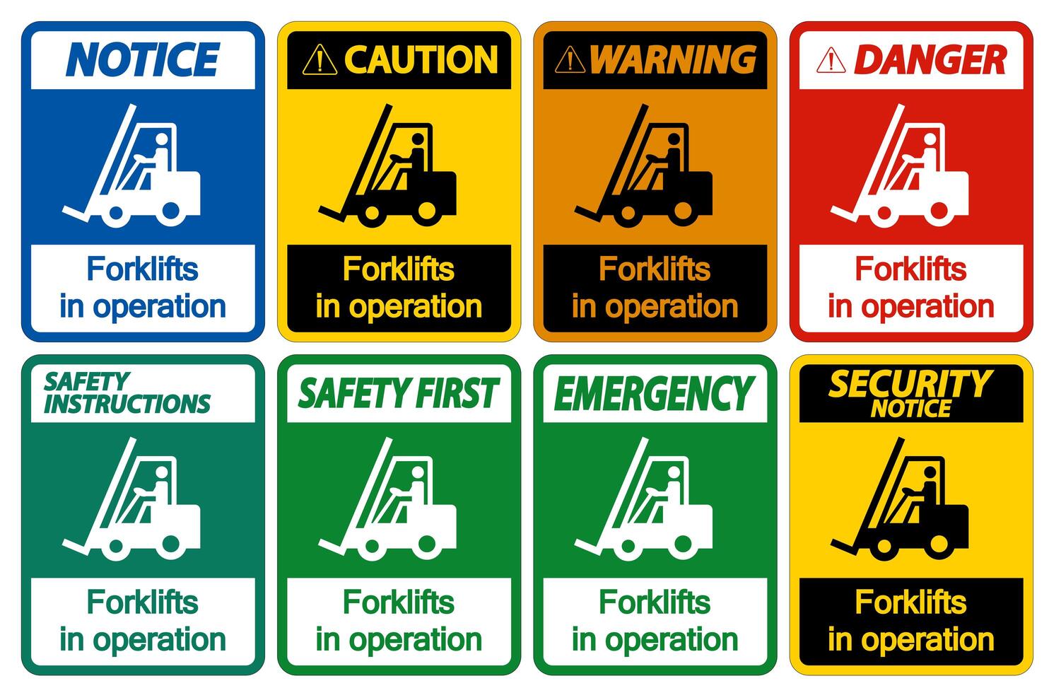 Forklifts in operation symbol sign set  vector
