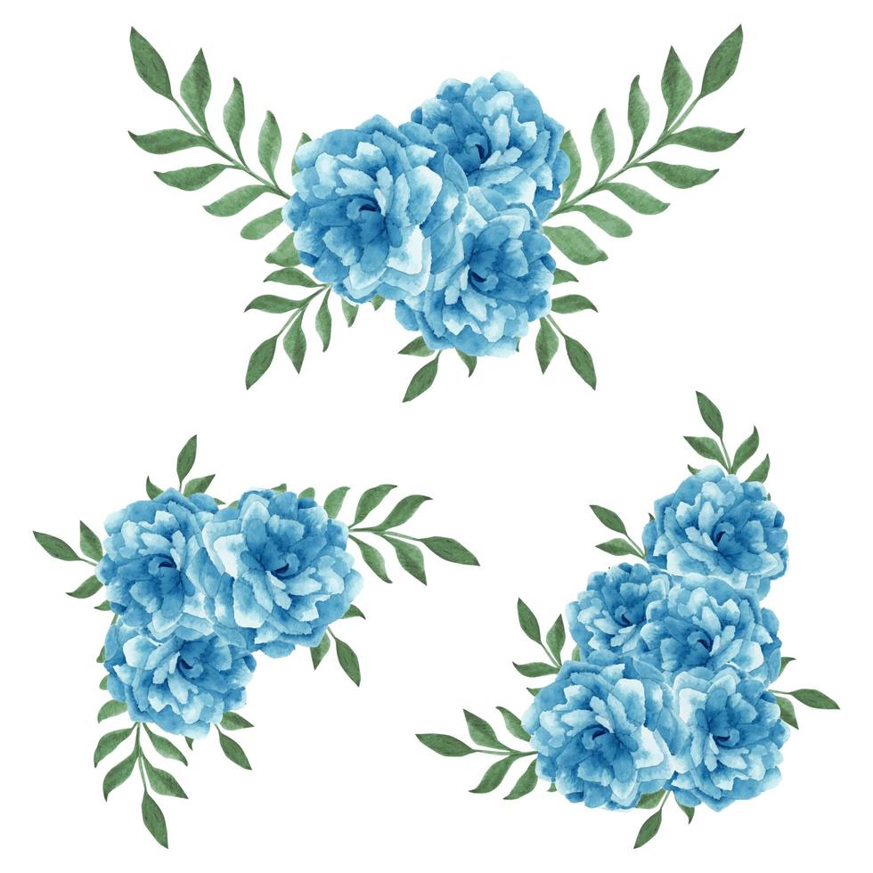 Arreglo floral de acuarela azul para decoración vector