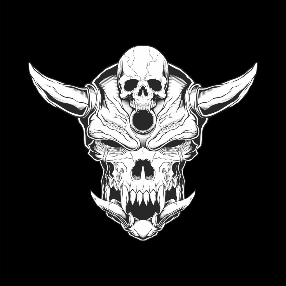 Long Horned Skull with Long Bottom Teeth 1180575 Vector Art at Vecteezy