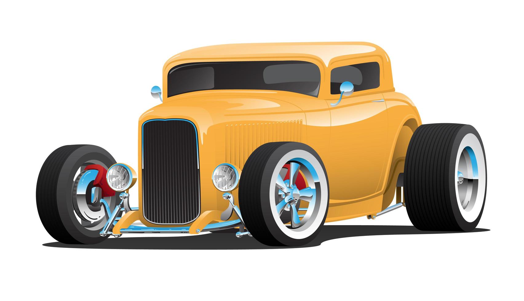 Classic American Yellow Hot Rod Car vector