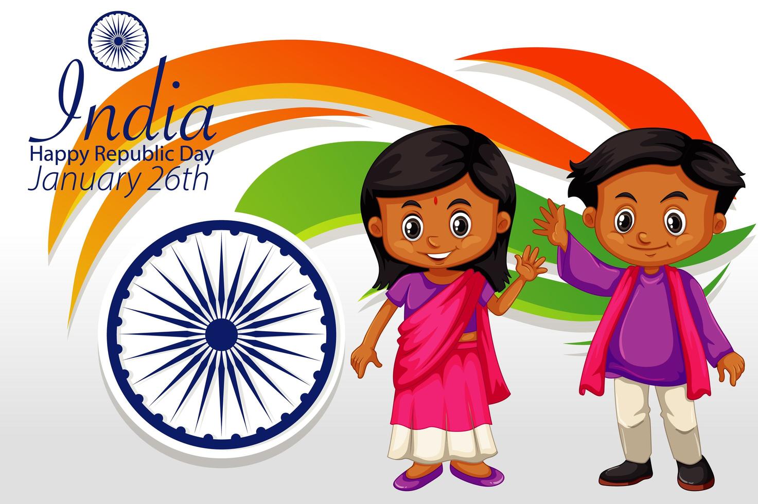 Cartel del día feliz República de la India con niños felices vector