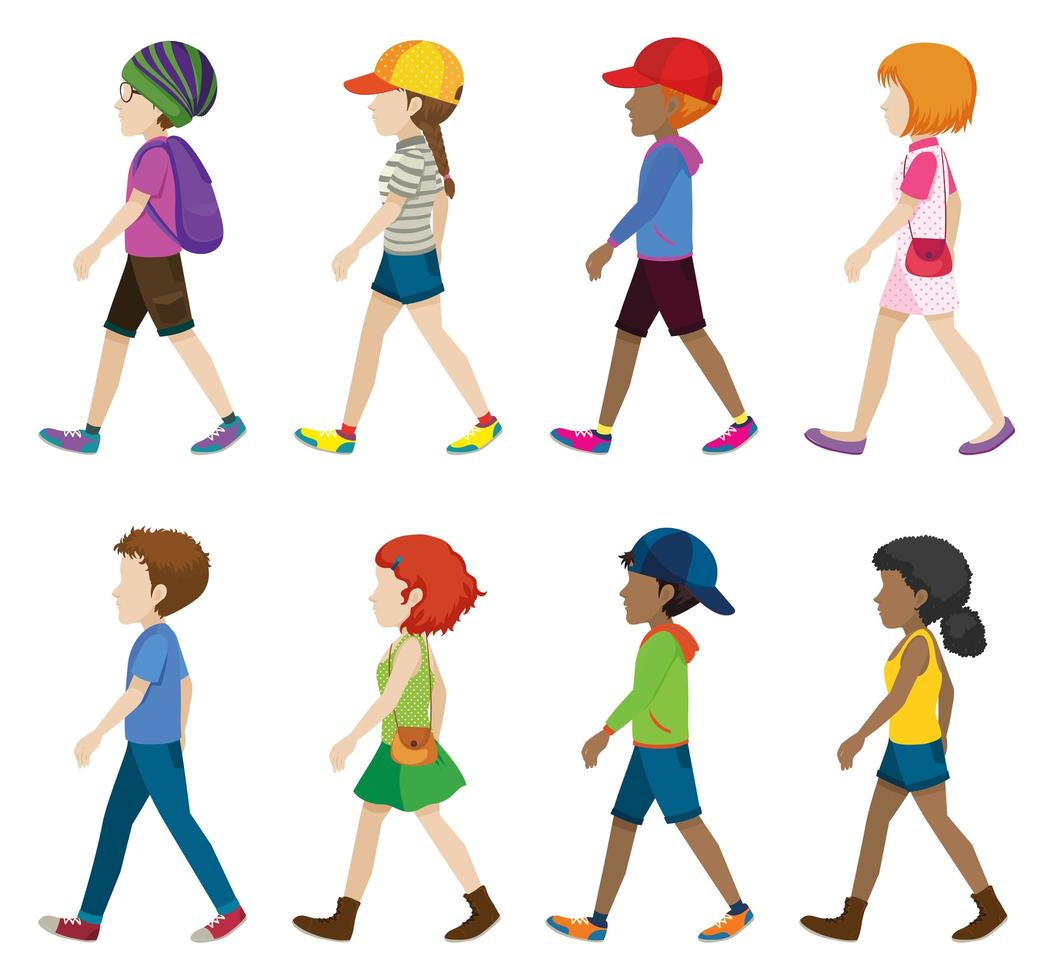Faceless Teens Walking vector