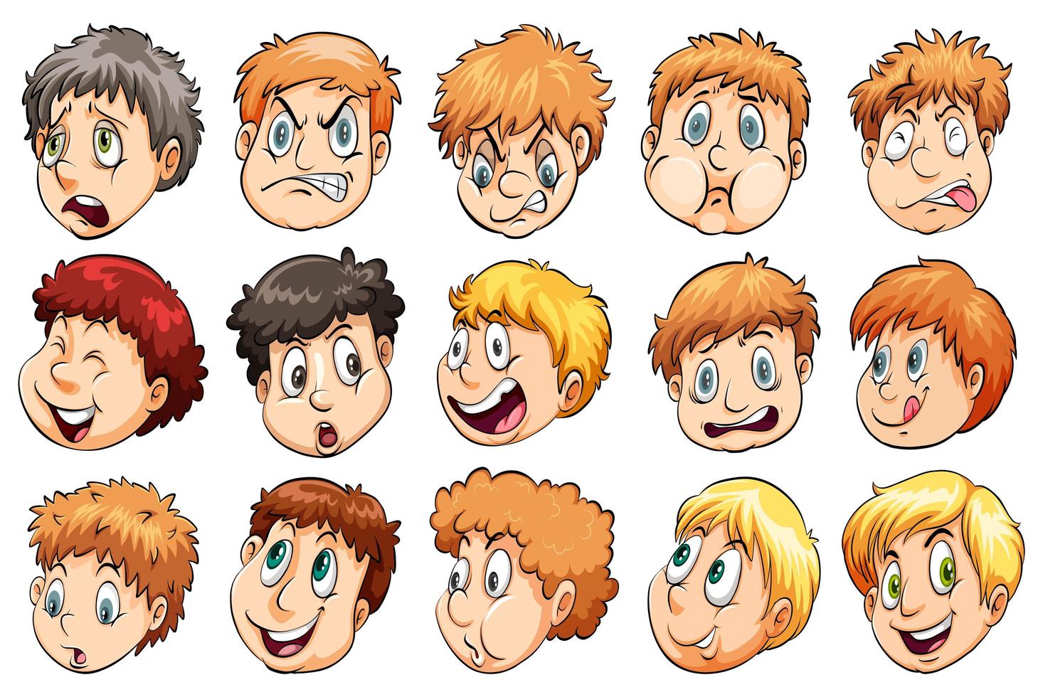 Set of Various Facial Expressions vector