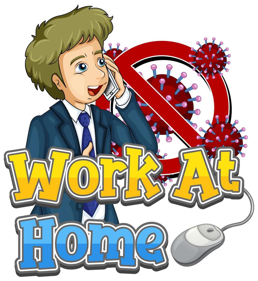 Work at Home Design with Man on Phone vector