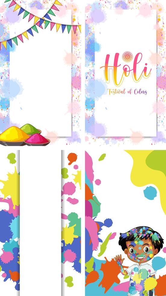 Four Holi Festival Template Frames vector