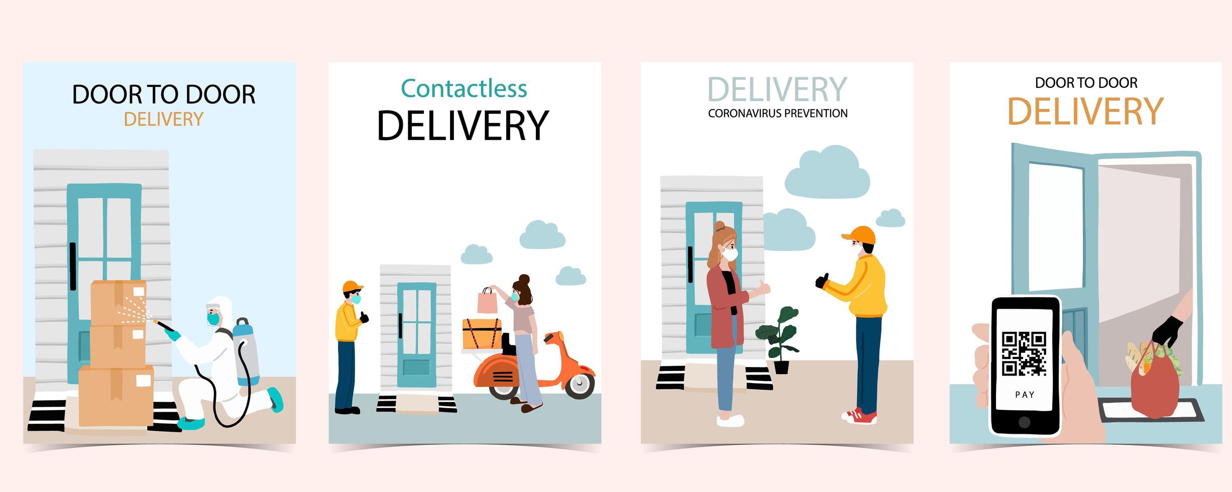 Online delivery during Coronavirus poster set vector