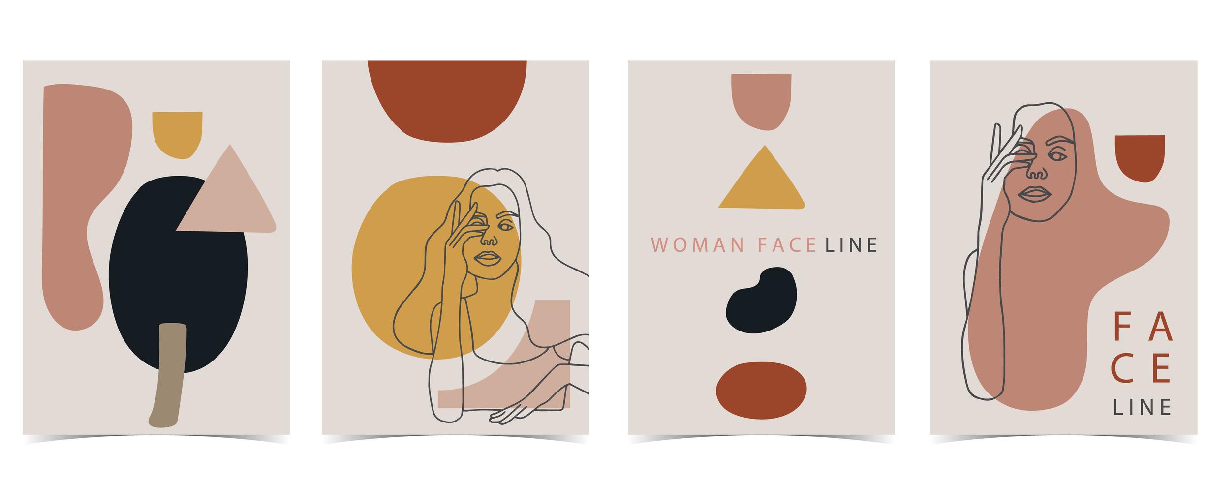 Posters with line style women and abstract shapes vector