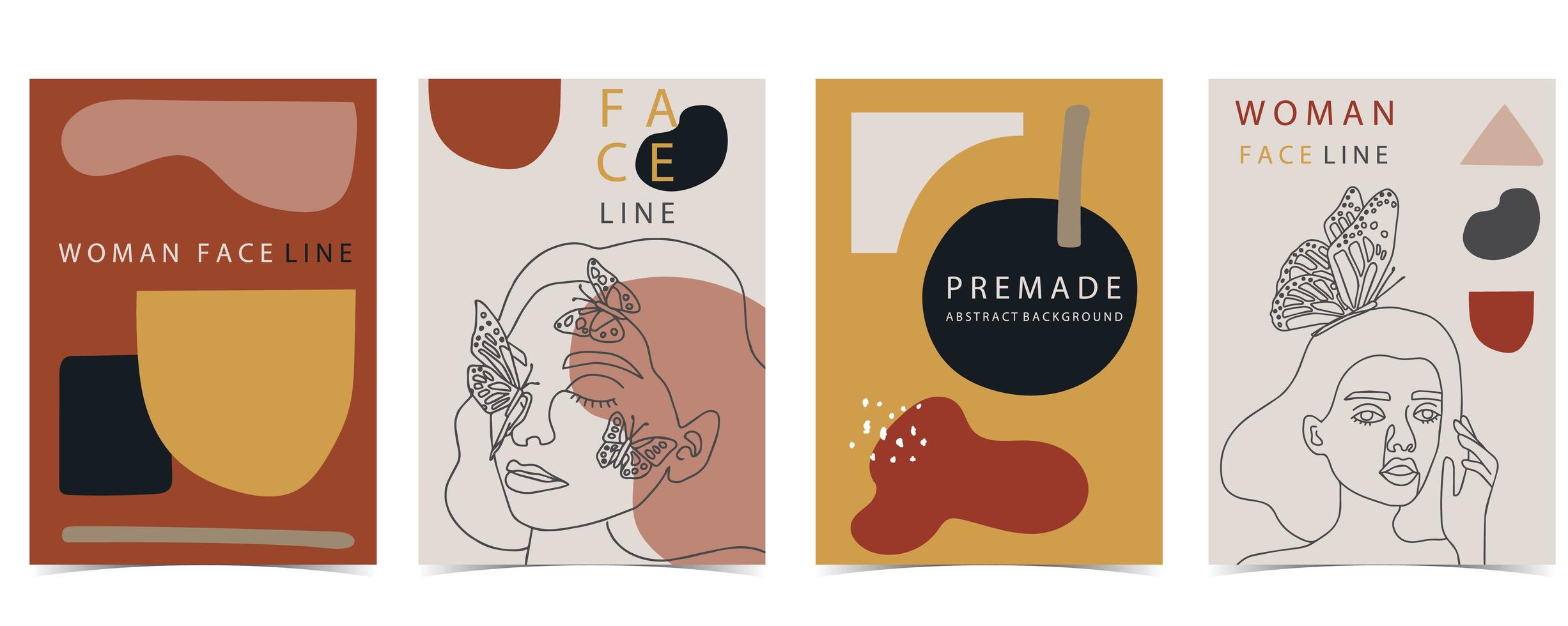 Posters with line style women with butterflies vector