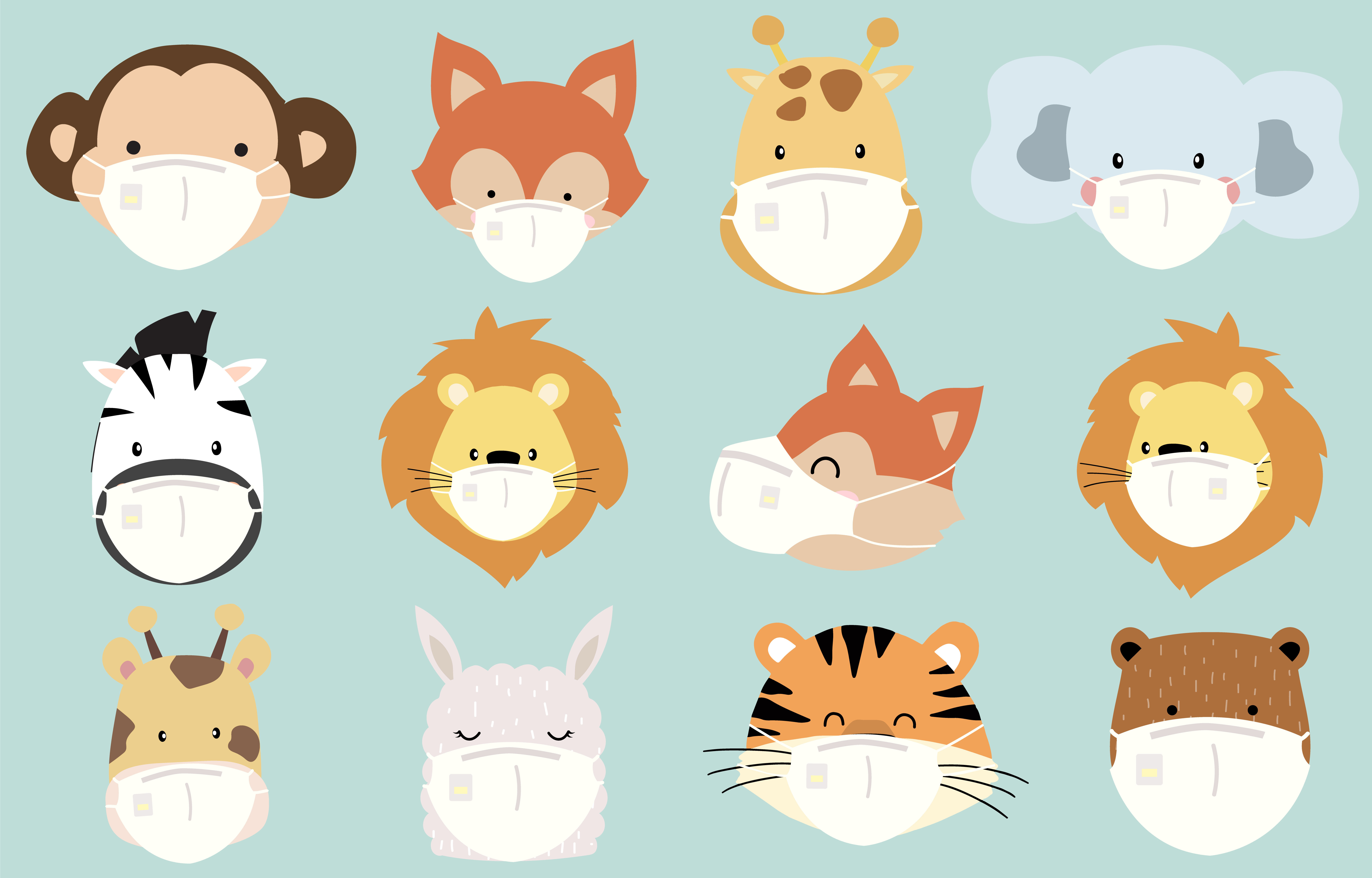 Download Masked animal head collection - Download Free Vectors, Clipart Graphics & Vector Art