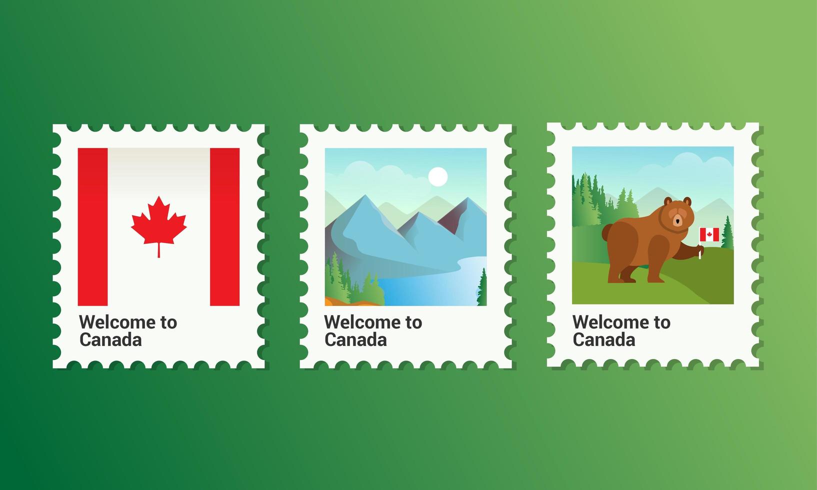 Canada Day stamp set vector