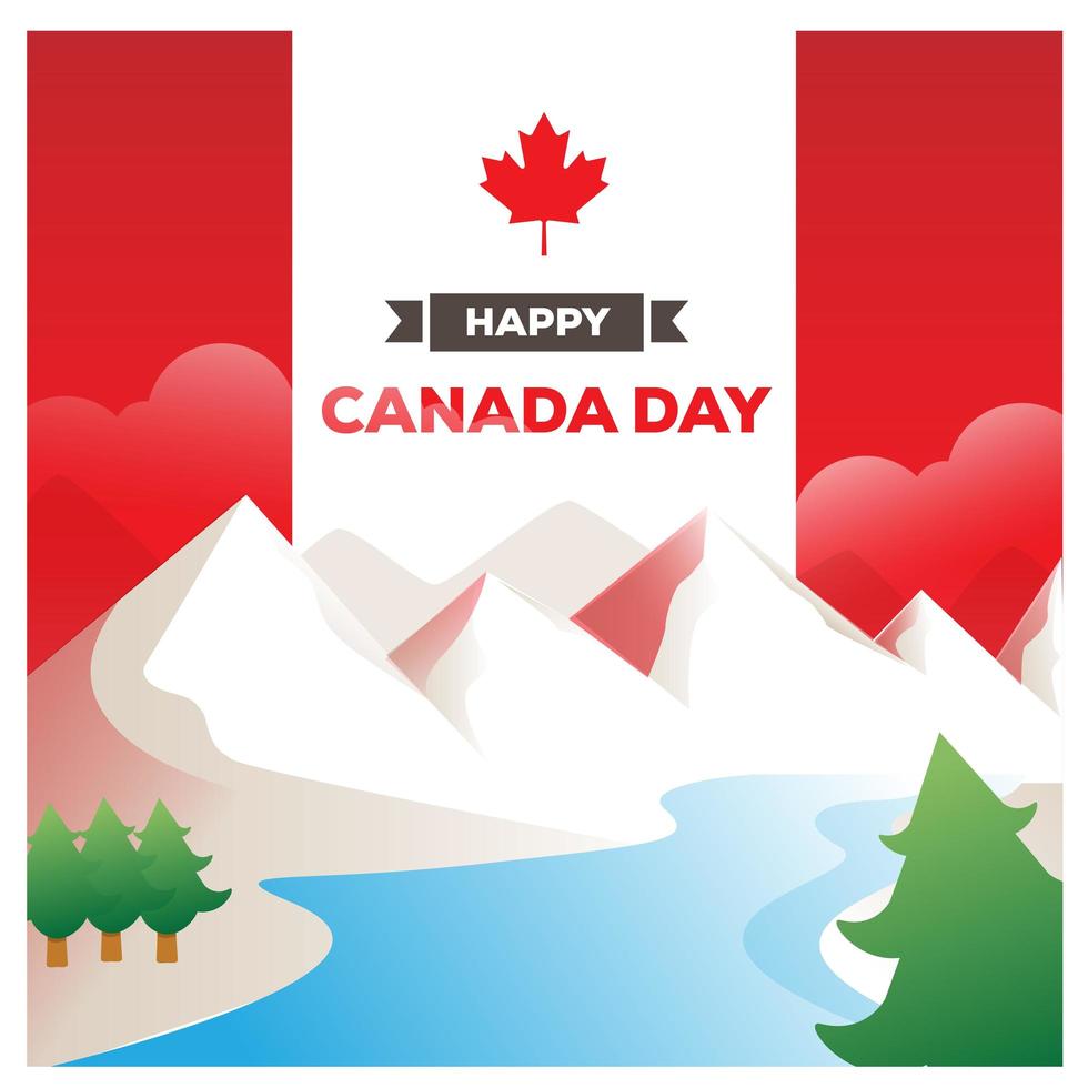 Canada day design with mountain scene vector