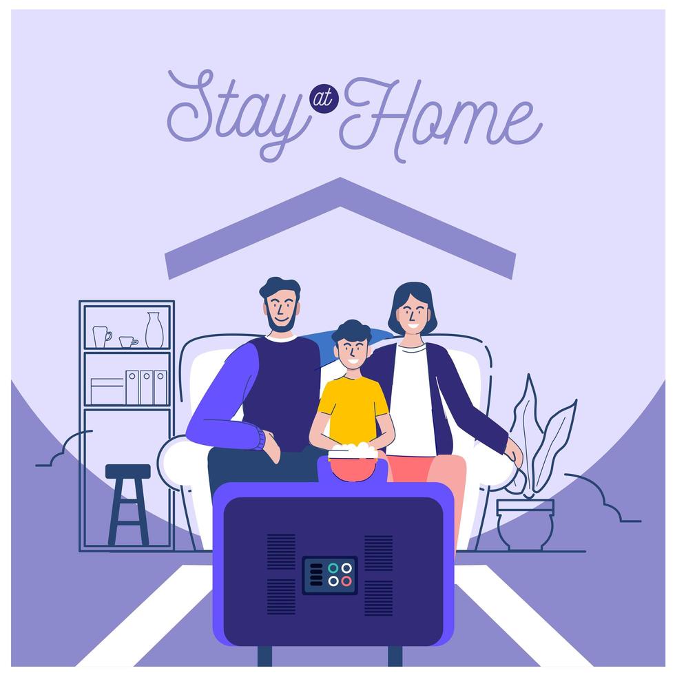 Family who prefer stay at home  vector