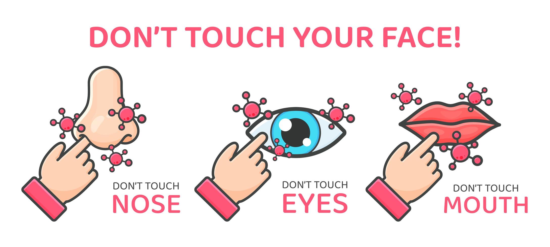 Reminder to Not Touch Face to Prevent Spread of Virus vector