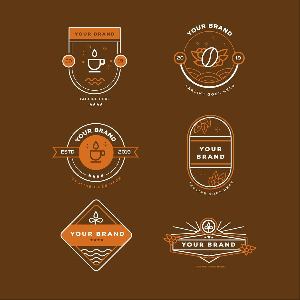 Collection of simple coffee badges vector