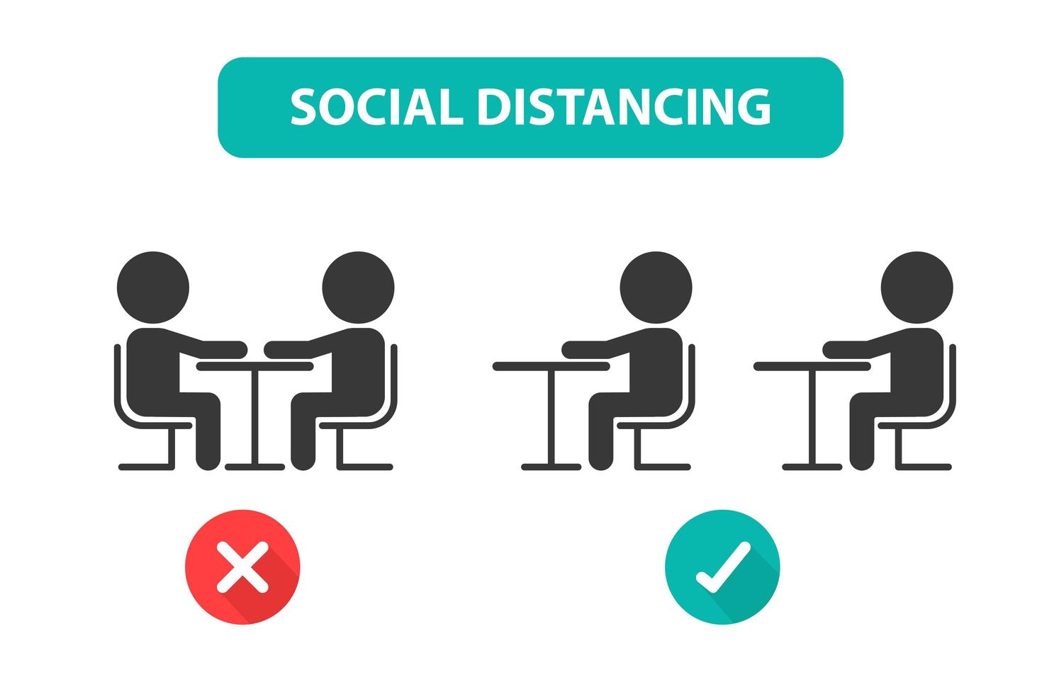 Social Distancing People Spaced Out at Tables vector