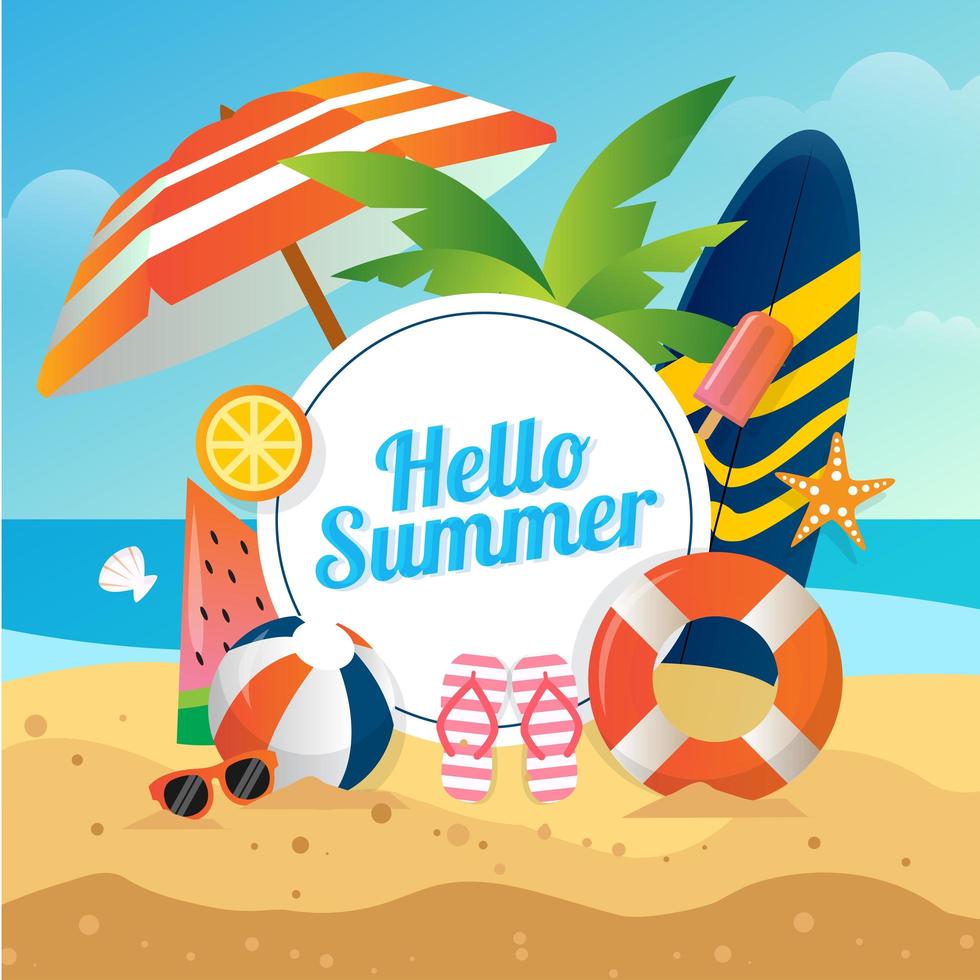 Hello summer background  vector