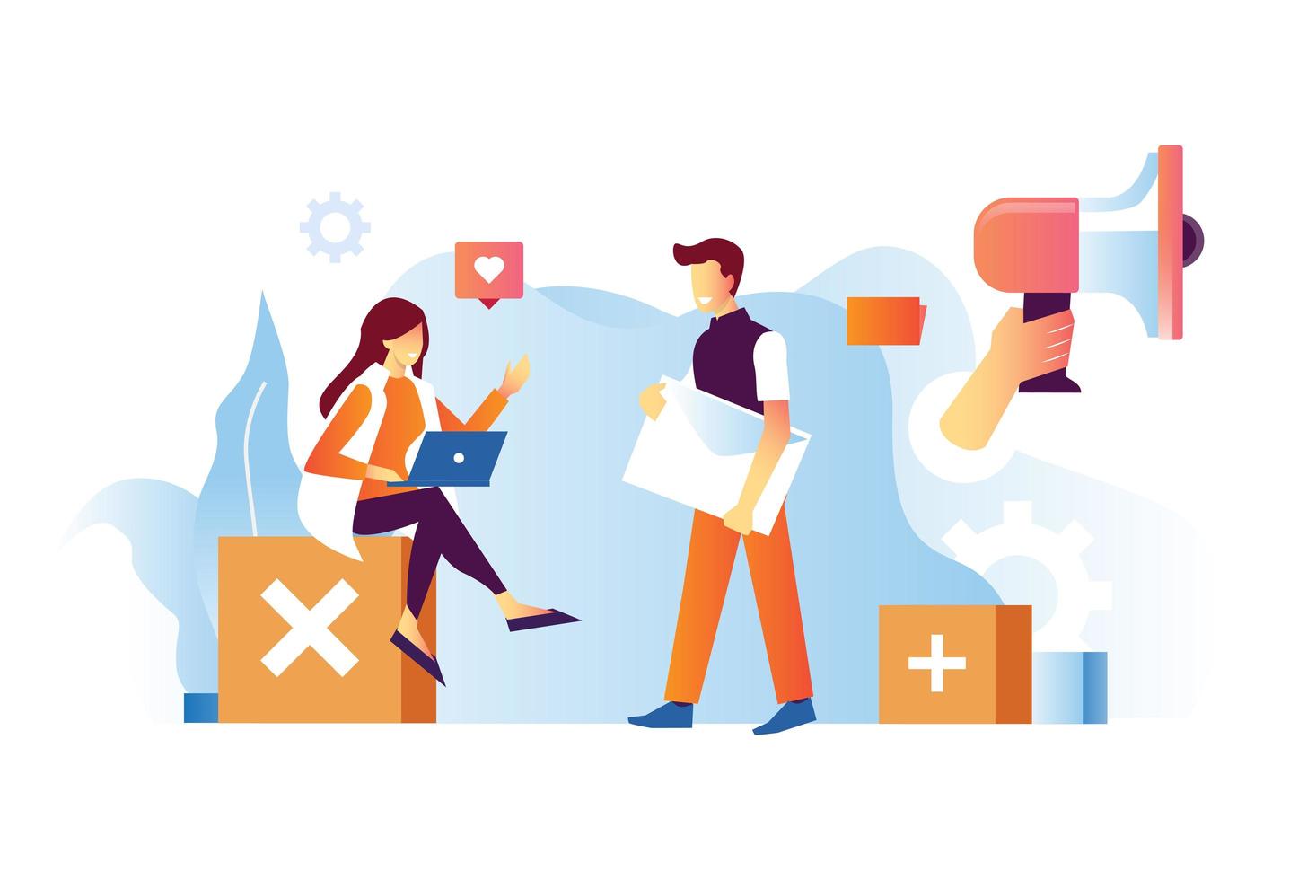 Man who bring a mail to women  vector