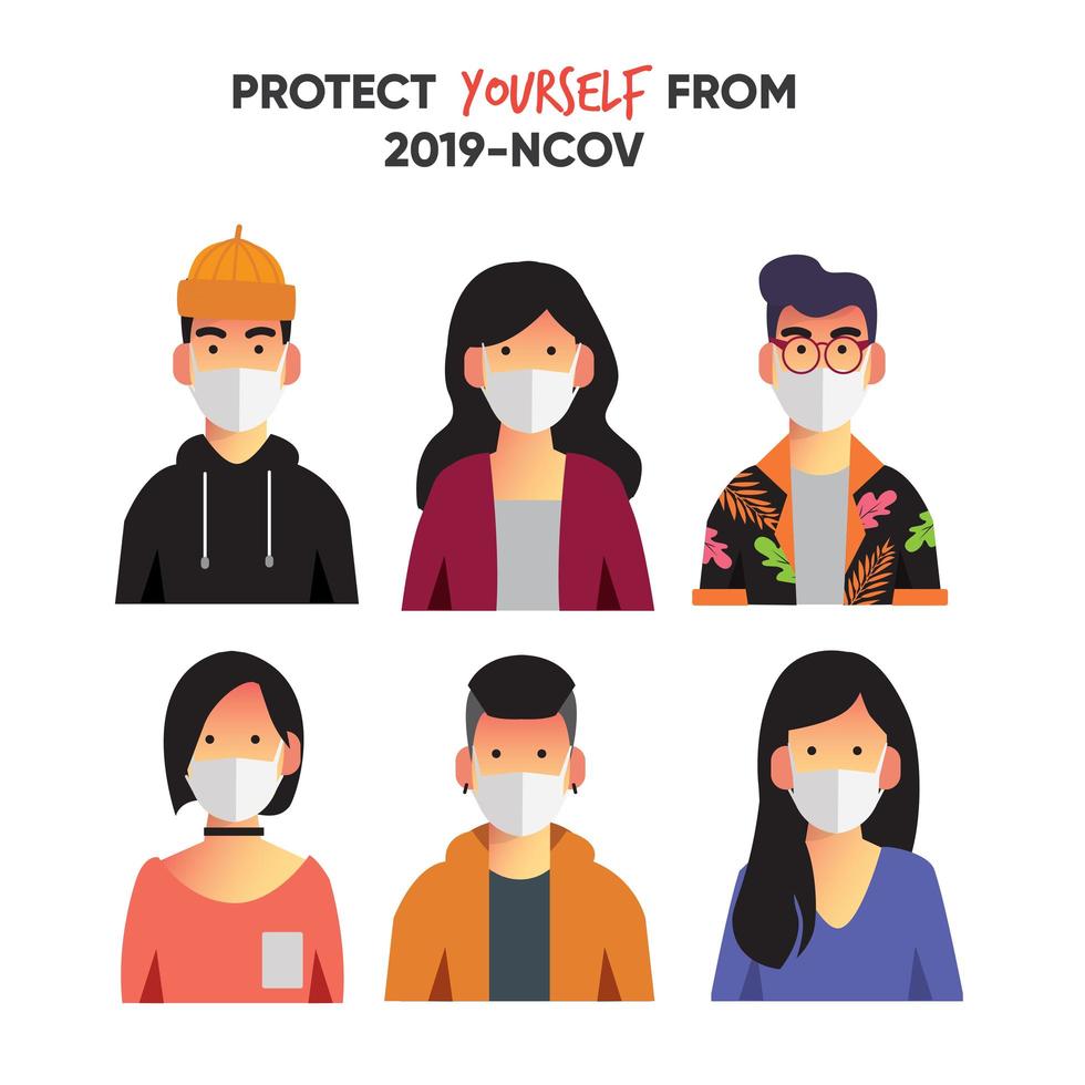 Collection of youth face wear mask  vector