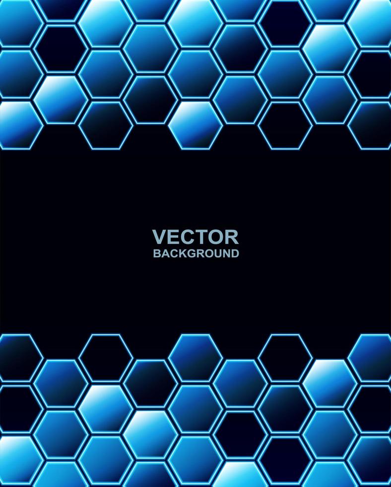 tecnología de fondo hexagonal azul y negro vector