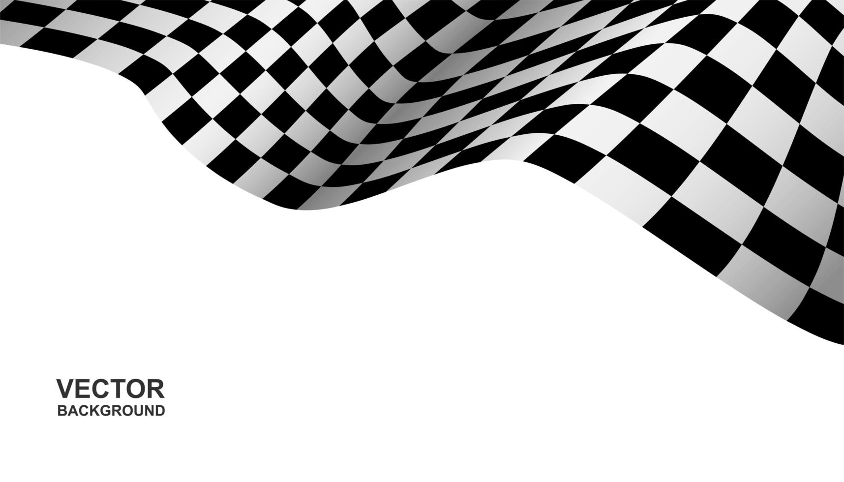 Black and white checkered flag curved background vector