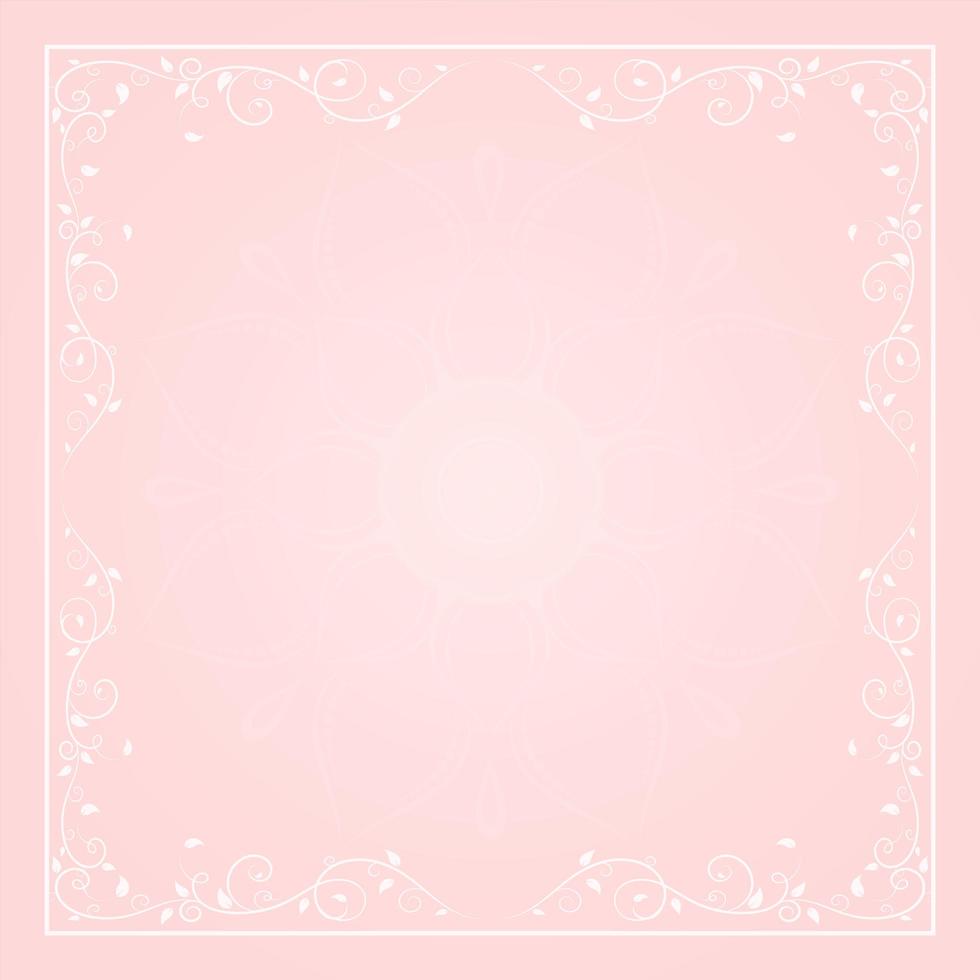 White floral ornament border on pink vector