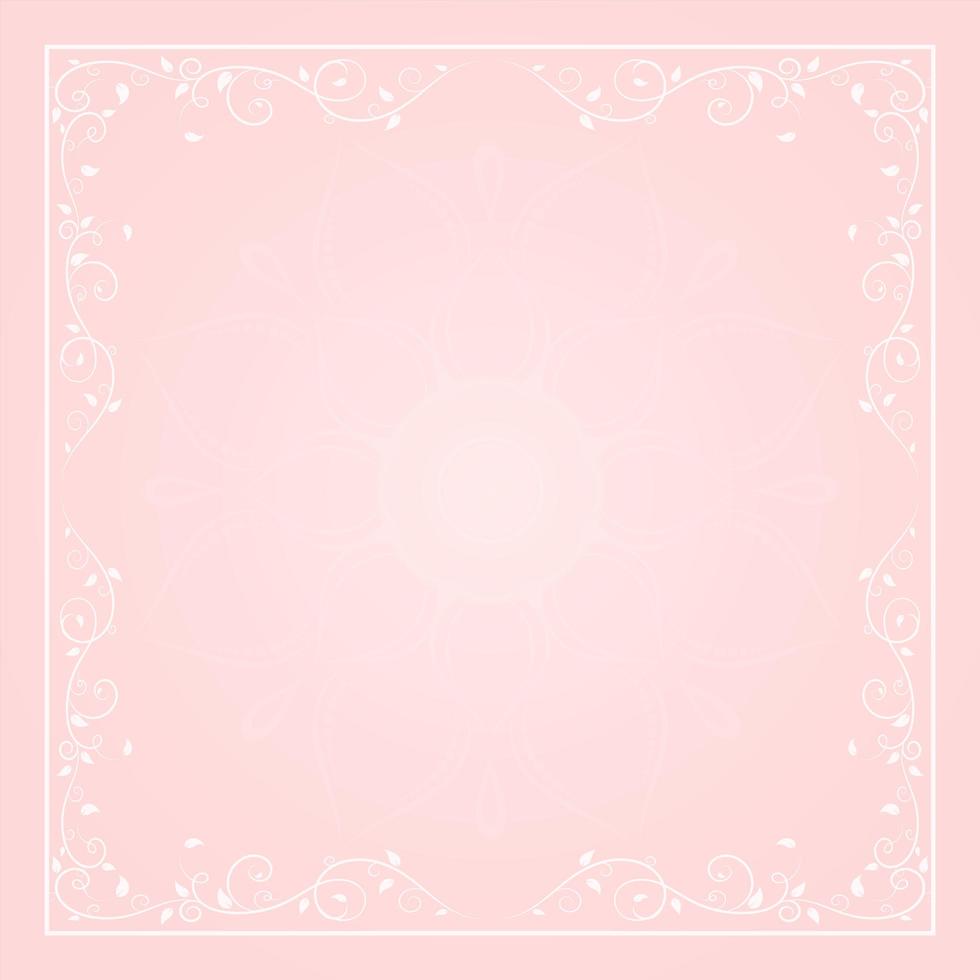 White floral ornament border on pink vector