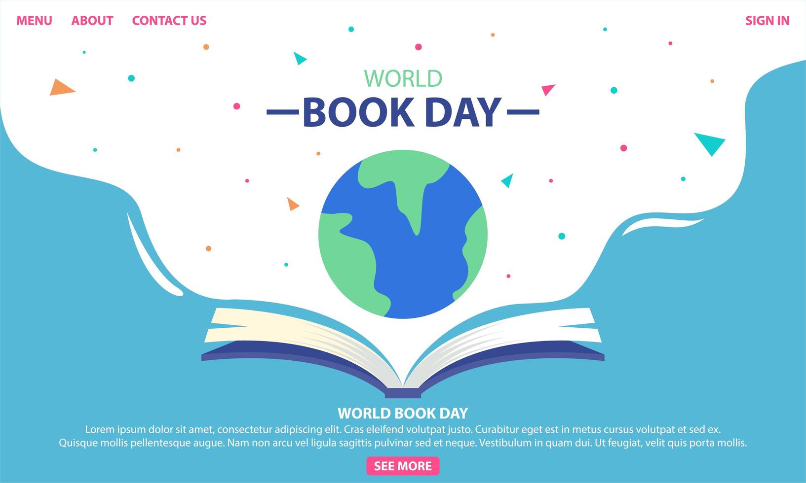 World Book Day Design with Book and Globe 1181026 Vector Art at Vecteezy