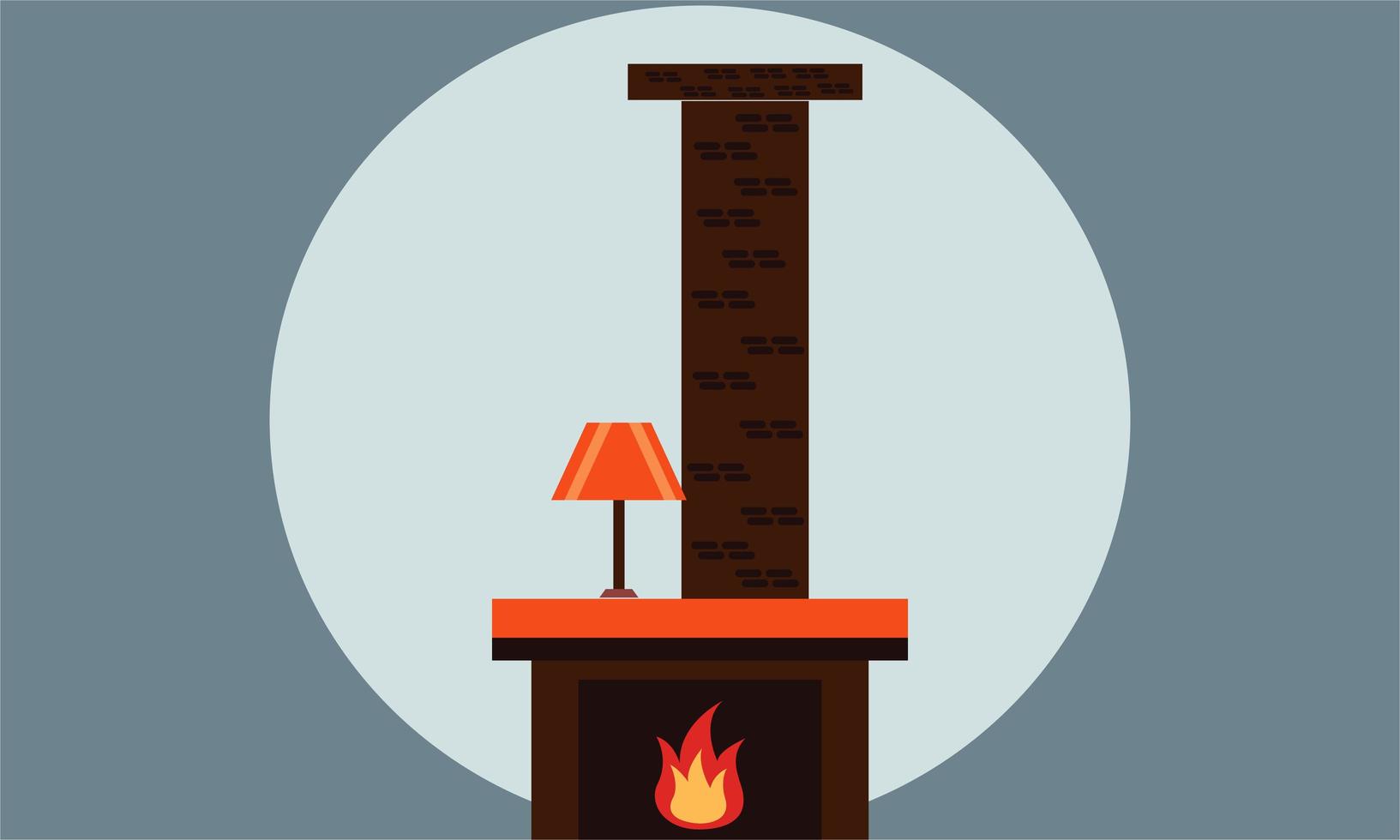 chimenea con lámpara en círculo azul vector