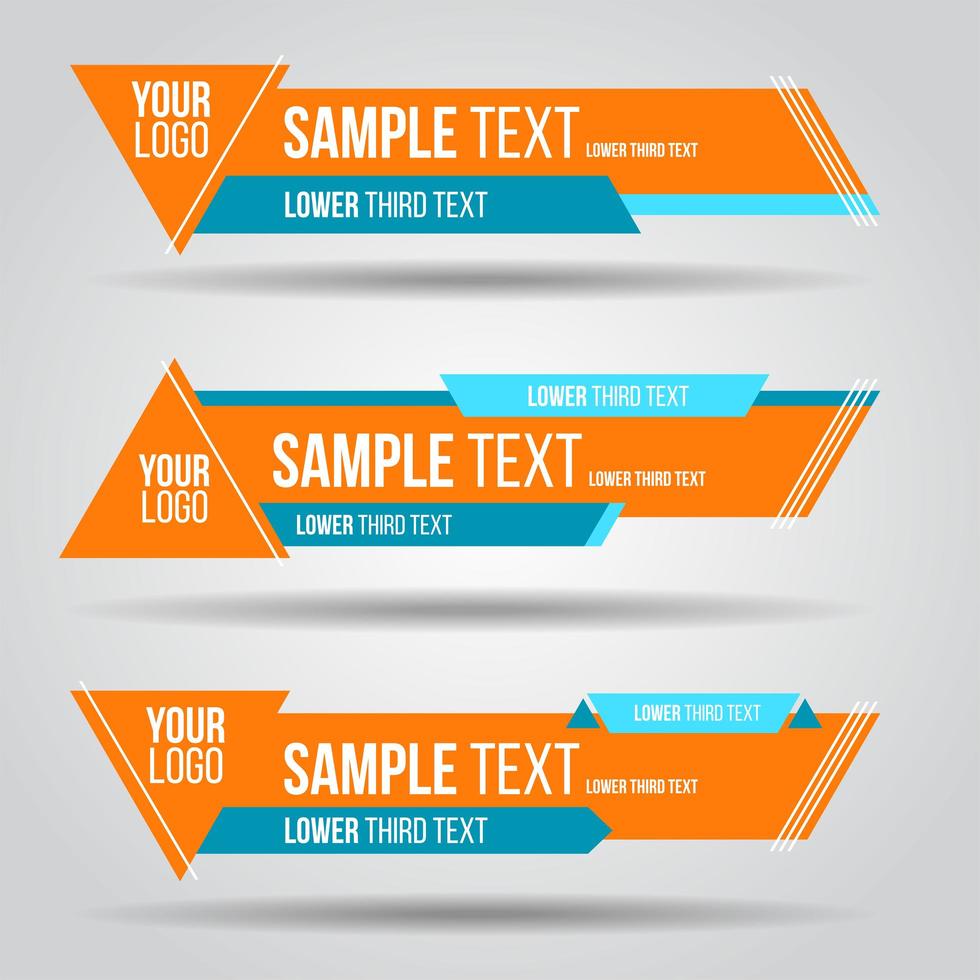 Lower third orange and blue triangle tv banners vector