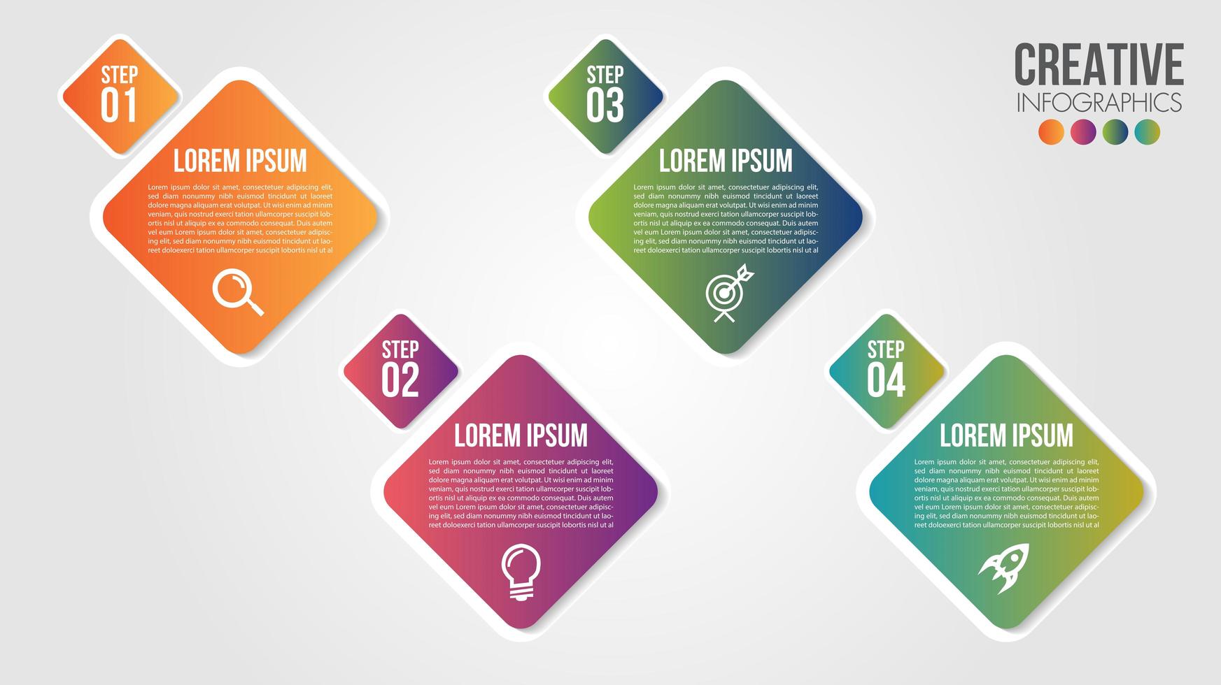 Modern infographic with 4 gradient diamonds vector