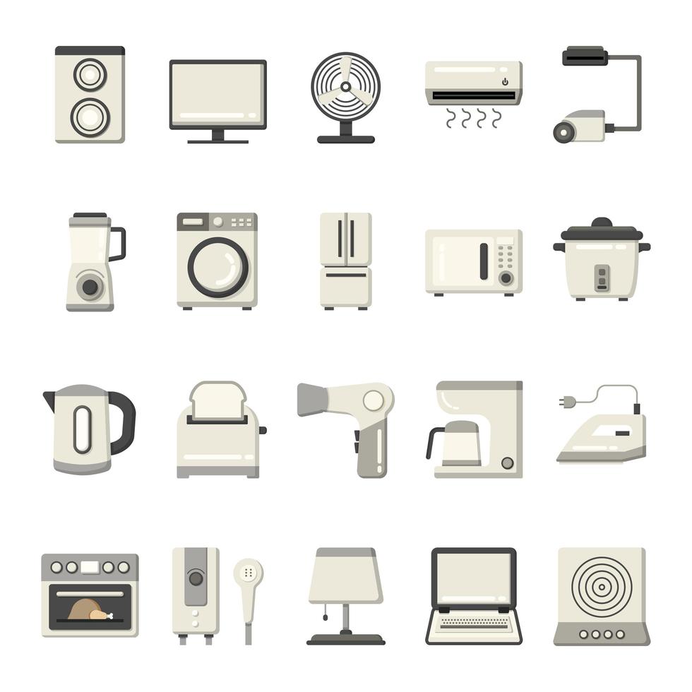 Household appliances icon set vector