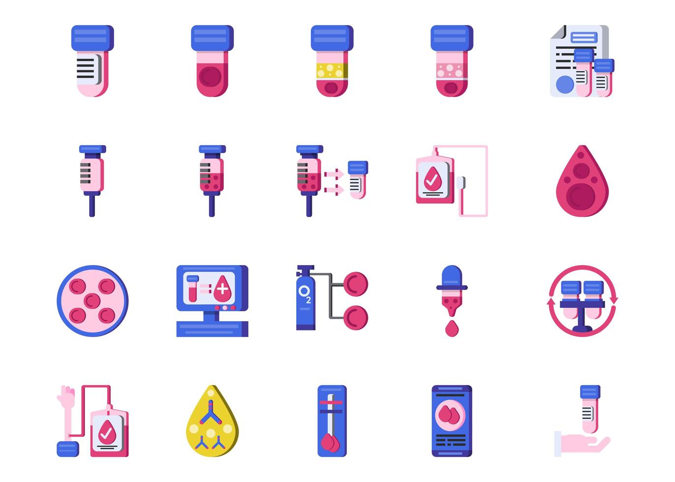 Medical laboratory flat icon set vector